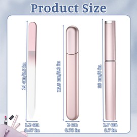 Larrel Pack of 2 Nail File Glass Nail File, Glass Nail File and Polisher with Case Crystal Fingernail Files for Natural Nails Nail Polisher Gentle Nail Care Home Salon Nail Files for Women, Rose Gold