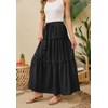 HERBATOMIA Women’s Long Flowy Tiered Skirt A-Line Ruffle Black Drawstring