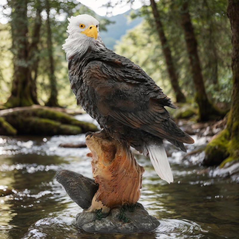 Noegrus 13.2" Real Eagle Statue, Funny Resin Bird Sculpture, Garden