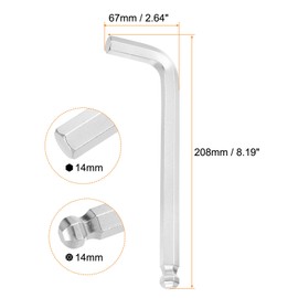 HARFINGTON Ball End Hex Key Wrench 14mm CR-V Steel L-Shape Hexagon Metric Wrenches Repairing Tool for Home DIY Bike Motorcycle Repair