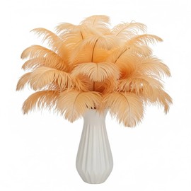 Lamar 20Pcs 8-10'' Champagne Ostrich Feathers for Wedding Centerpieces, Crafts, Carnival, Gifts, Party Decor, Floral Arrangement, Bohemian Home Decor (Champagne)