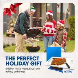 XL Deluxe Meal Prep System Cutting Board - Large Carving Board with Meat Thermometer, Juice Groove, Spikes, Drip Tray & Removable Board - BBQ Essential & Kitchen Gifts - BPA Free Cutting Board - Blue