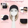SEGO Hat Wig, Hat with Hair Attached for Women Black