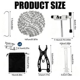 Bike Chain 6/7/8 Speed, 116 Links Bicycle Chains with Bikes Tool Kit