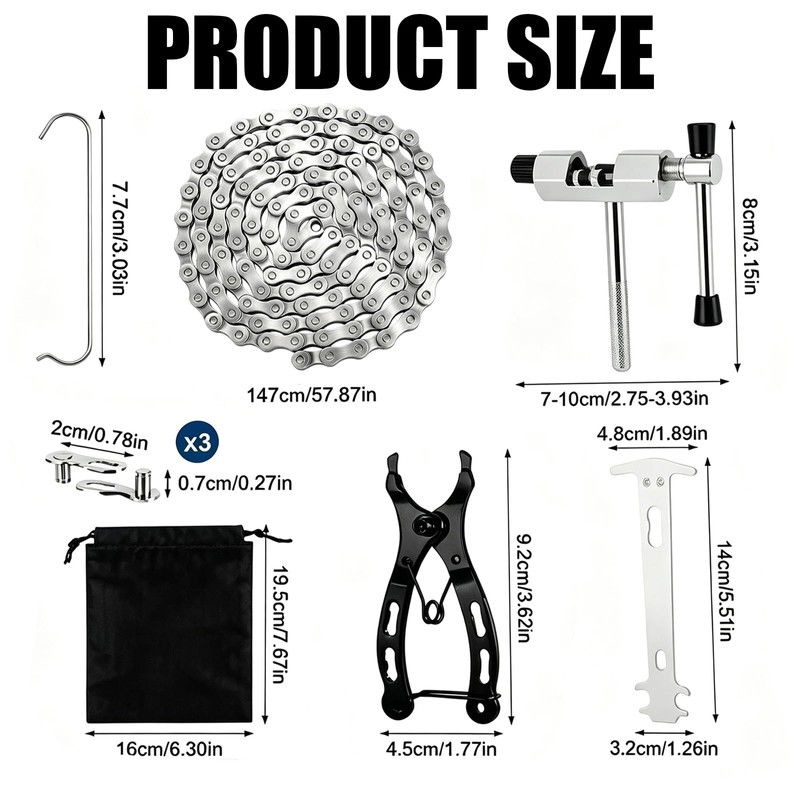 Bike Chain 6/7/8 Speed, 116 Links Bicycle Chains with Bikes