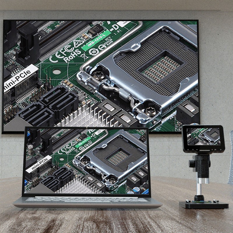 Digital Microscope 4.3in IPS Screen 1000X Inspection Microscope with LED