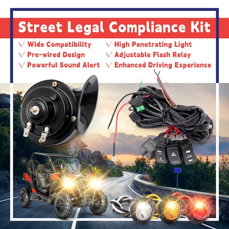 Pre-wired ATV UTV Turn Signal Kit, Universal Dirt Bike Street