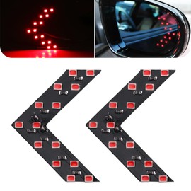 Shakas 12V 3528-14SMD Rear View Mirror Turn Signal, Arrow Design Hidden LED Turn Signal, Modification Fittings, Universal for Most Cars, Trucks, Motorcycles, Scooters (Red)