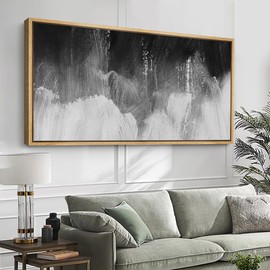 SIGNFORD Extra Large Framed Canvas Print Wall Art Monochrome Textured Abstract Illustrations Modern Art Relax/Calm Warm for Living Room, Bedroom, Office - 60"x30"