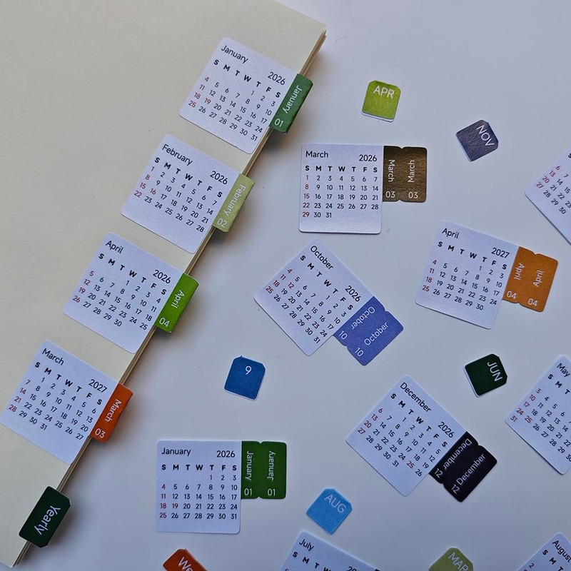Calendar Stickers 2026-2027 Monthly Adhesive Index Tabs Page Markers for