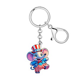 DALANE Acrylic Anime 4th of July Elephant Keychain Car Keys Purse Keyring Cute Patriotic Elephant Gifts for Women Accessories (Pink)