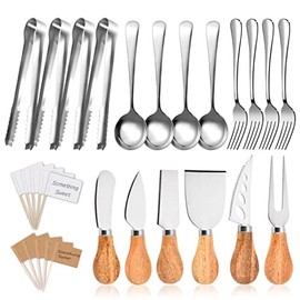 19 Pcs Charcuterie Accessories, Cheese Knives Charcuterie Board Accessories Charcuterie Utensils Set, Cheese Forks Small Tongs for Charcuterie Board, Cheese, Jam and Wedding Christmas