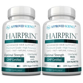 Approved Science Hairprin - Promote Hair Regrowth and Help Boost Scalp Circulation - 180 Vegan Friendly Capsules - Pack of 2