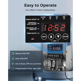 SURAIELEC 200W Low Voltage Landscape Transformer (12V/15V AC), Outdoor Transformers for Landscape Lighting, Detachable Photocell Sensor & Digital Timer, Stainless Steel, 5FT Power Cord, ETL Listed