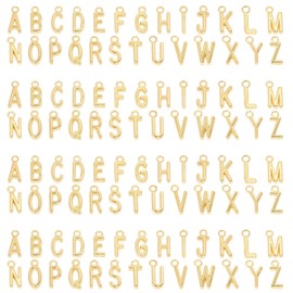 Shapenty 4 Sets Alloy Metal A-Z Alphabet Letter Charms Spacer Beads for DIY Craft Bracelet Wristbands Necklace Choker Keychain Jewelry Making Finding, 4pcs of Each Letter, 104PCS (KC Gold)