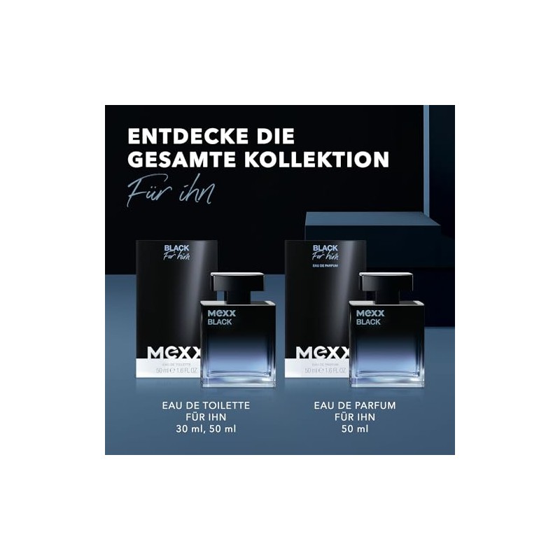 MEXX BLACK Man Eau de Parfume, verführerisch-intensiver Duft mit aquatisch-holzigen