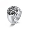 Men's St Benedict Exorcism Ring Stainless Steel Catholic Roman Cross
