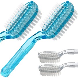 Cepillo de uñas de dos caras con mango y agarre para uñas, cerdas suaves y rígidas, cepillos de limpieza de manos, para hombres, mujeres y niños, 4 unidades