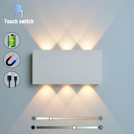 Shelprojsu LED Magnetic Wall Sconce Lights,5000mAh Wireless Bedside Wall Light USB Rechargeable Reading Wall Lamp,3 Lighting Colors and Dimmable Battery Operated Wall Sconces (White, 1 pcs)