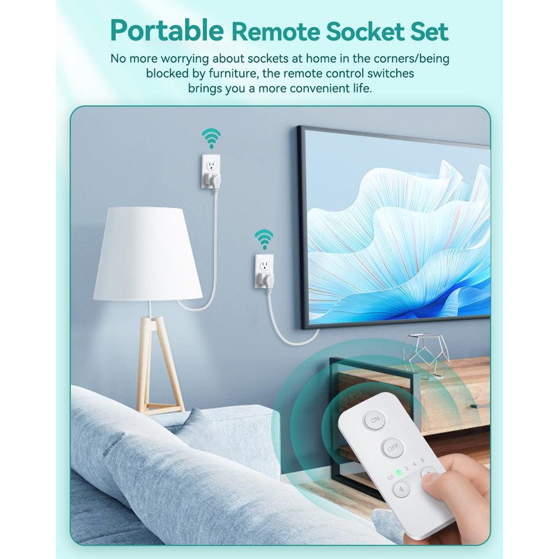 HAPYTHDA Remote Control Outlet Plug, Timer Outlet with Remote, 500ft