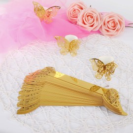 MaoXinTek Napkin Ring Butterfly Paper Napkin Buckle for Wedding Christening Communion Graduation Birthday Christmas Banquet 50pcs Gold