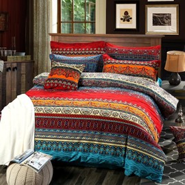 NTUQCAW 3Pcs Boho Duvet Cover Set Reversible Textured Soft Lightweight Bohemia Bedding Quilt Cover with Zipper Closure Double Bedding Set with Corner Ties (1 Duvet Cover + 2 Pillowcases) 200X200cm