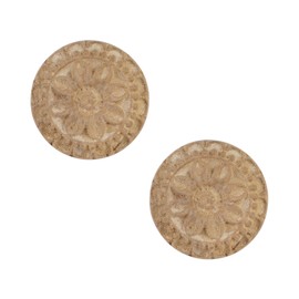 SOFFEE DESIGN 2pcs Wooden Carved Flower Knobs, Decorative Bohemian Style Pulls Handles for Door Cabinet Drawer