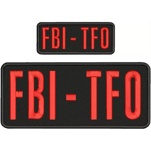 FBI-TFO embroidery patches 4x10 and 2x5 HOOK ON BACK RED