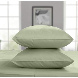 Threadmill Bamboo Pillow Cases Standard Size Set of 2 - Bamboo Sheets Silk Cooling Satin Pillowcases, Soft & Breathable Pillow Case with Envelope Closure for Standard & Queen Pillows, Sage Green