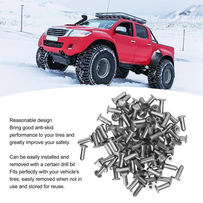 100PCS Carbide Tire Studs Anti Slip Snow Spikes Screw Studs