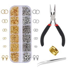 Lobster Clasps Set,1443 PCS Complete Jewellery Making Kit with Lobster Clasps Jump Rings for DIY Bracelet and Necklace Crafting Includes Pliers and Tweezers for Repair and Closures