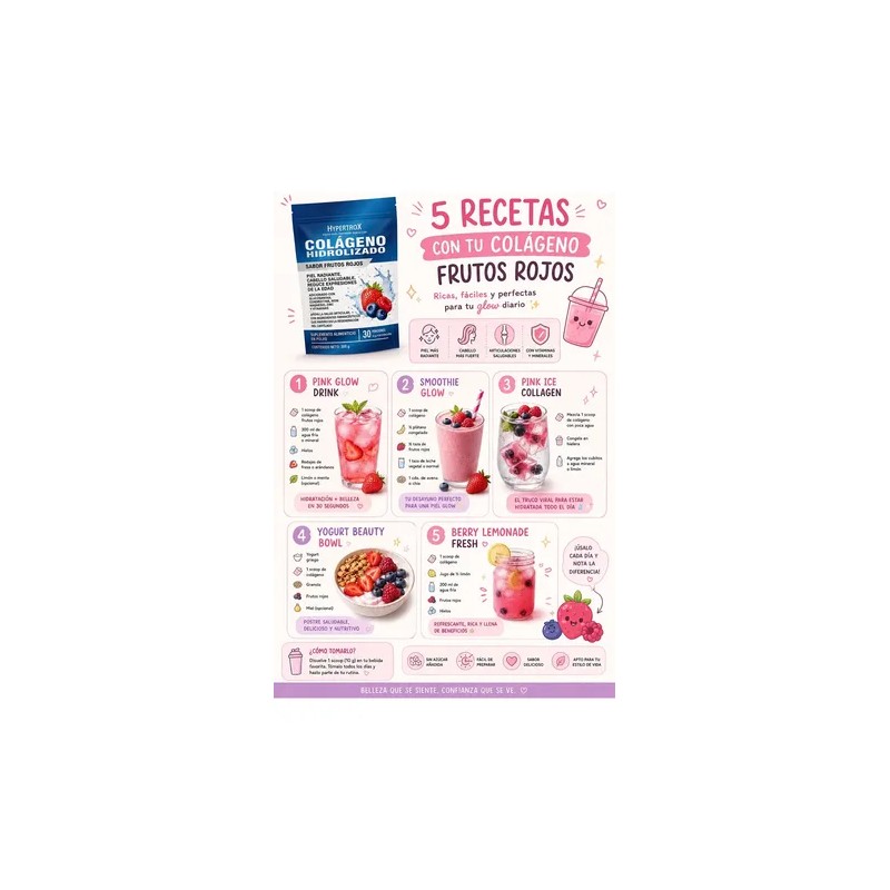Colágeno Hidrolizado 300g Hypertrox Frutos Rojos