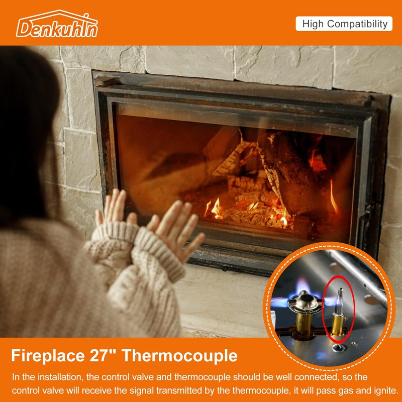Denkuhin Heat-n-glo Heatilator Thermocouple 27" for Robertshaw Direct Vent Fireplace
