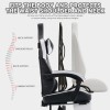 High Back Ergonomic Gaming Chair with Footrest Headrest Lumbar Support-PVC