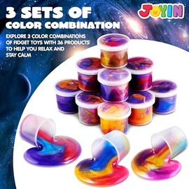 JOYIN - Paquete de 36 Recuerdos de Fiesta de Limo Galaxy Slime Cup – elásticos, antiadherentes, sin desorden, Alivio del estrés y Seguros para niñas y
