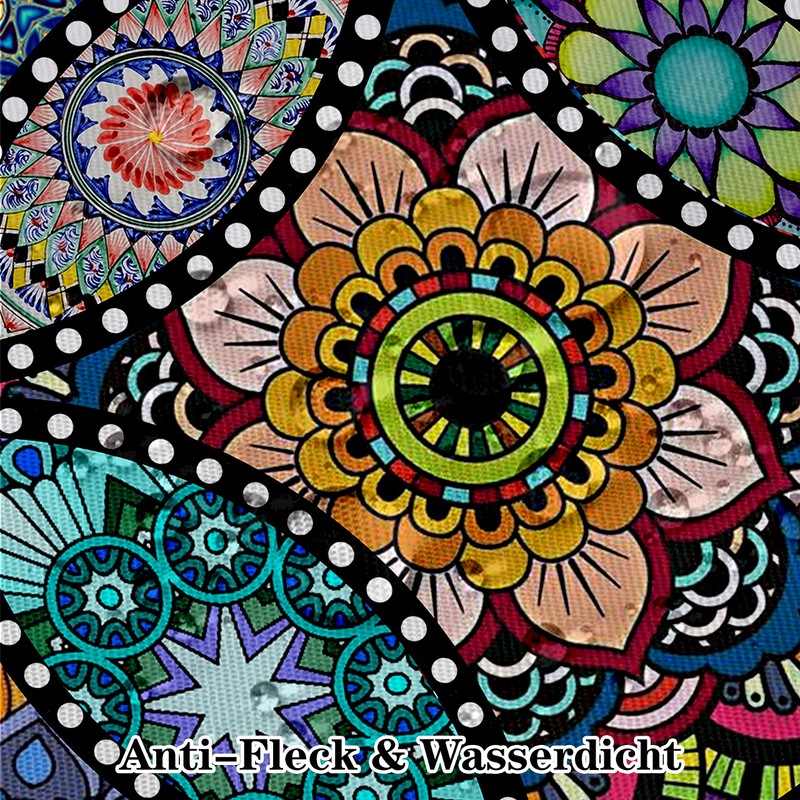 iEvery Boho Style Rectangular Mandala Garden Tablecloths for Outdoor Polyester
