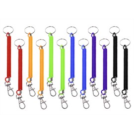 Mini Skater 12 Pieces Keyrings Spiral Colourful Stretchy Retractable Key Holder Spring Keyring Plastic Keychain for Keys Wallet Cellphone and Other Important Item,6 Colors