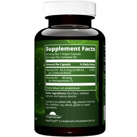 MRM Nuturition Vegan Vitamin D3 & K2 | Bone + Immune Health | Made from lichens | Supports Calcium Absorption | Vegan + Vegetarian Friendly | 60 Servings