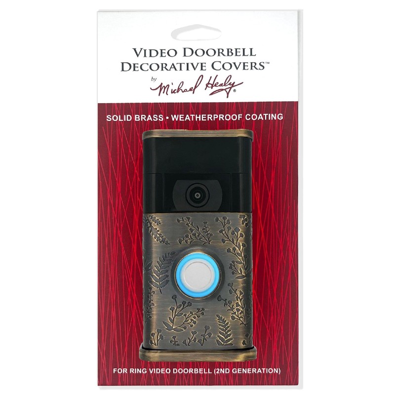 Wildflower Video Doorbell Cover (Ring 2nd Generation Compatible) (Antique Brass)