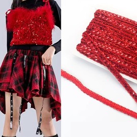 Glitter Sequin Trim Silver Sequin Ribbon Fabric Paillette Ribbon Trim Sequin Braid Trim for Crafts Sewing Decoration, 10mm*12m