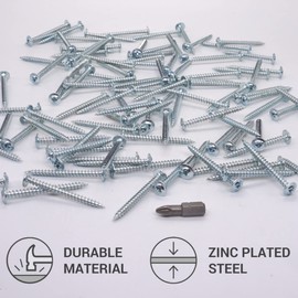 (Pack of 100) Zinc Plated Steel 4.0 x 45mm Wood Screws Metal Screws Modified Truss Head Self Tapping (100, 4.0 x 45mm)