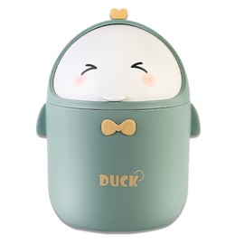 DYOUen Table Trash Bin with Lid Mini Trash Bin Cute Cartoon Trash Bin for Work Tables, Offices, Home (green)