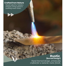 Nalulu Rustic Bamboo Wind Chimes - Outside Outdoor Wooden Windchimes, Small, Floral Burned Design with Coconut Crown, Handcrafted with Calming Deep Tones, Home Decor Ideal Gift for Him & Her