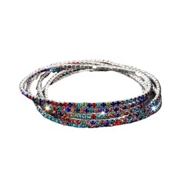Kysin Chiys 5Pcs Set Sparkling Rhinestone Stretch Tennis Bracelets Set Colorful Fashion Stackable Crystal Elastic Bracelet Shining Wedding Party Jewelry for Women, adjustable, Stone, no gemstone