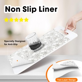 Gopas Drawer and Shelf Liner for Kitchen Cabinets Non-Adhesive, Non-Slip Cabinet Liner Shelf Paper Strong Grip Waterproof Easy to Clean for Kitchen Shelves Cupboard, Flower,12IN X 30FT