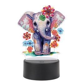 SHEGZHUC Diamond Painting Bedside Lamp Touch Diamond Painting Elephant LED Table Lamp Night Light Socket USB LED Lamp Mosaic Diamond Painting Art Gift Ornaments Table Room Decoration