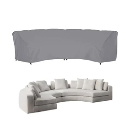 Curved Sofa Cover UCARE Outdoor Patio Furniture Cover Couch Sectional Protector Waterproof Half Moon Sofa Set Cover with Windproof Elastic Cord Grey (228x116x86cm/89.7x45.6x33.8in)