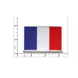Patchwork Paradise French National Flag Embroidered Iron On Patch White Outline DIY Applique
