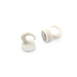 FIRST4MAGNETS White Plastic Mini Magnetic Hooks for Fridge, Office, Whiteboard, Noticeboard, Filing Cabinet - 12mm Dia x 20mm Tall - 1kg Pull - Pack of 2