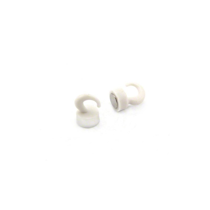 FIRST4MAGNETS White Plastic Mini Magnetic Hooks for Fridge, Office, Whiteboard,